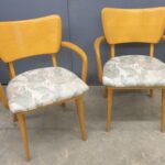 Pair M1522 arm chairs redone Wheat