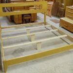 Custom King Dogbone platform bed with headboard cutout in Wheat