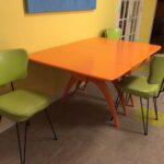 ...Mod Betty of Retro Road map. Orange Triple ped table redone for...