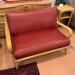 Refinished Wheat. Vinyl upholstery is original and in excellent condition.